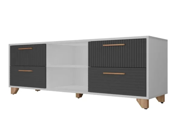 Тумба под ТВ с нишей Копенгаген белый/серый графит