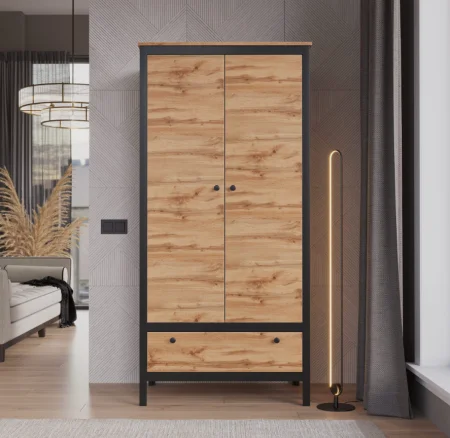 Шкаф Лофт SZF2D1S дуб вотан/черный Шкаф Лофт SZF2D1S дуб вотан/черный