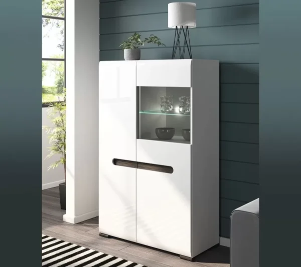 Шкаф с витриной Ацтека REG1W1D/14/9 белый глянец Шкаф с витриной Ацтека REG1W1D/14/9 белый глянец