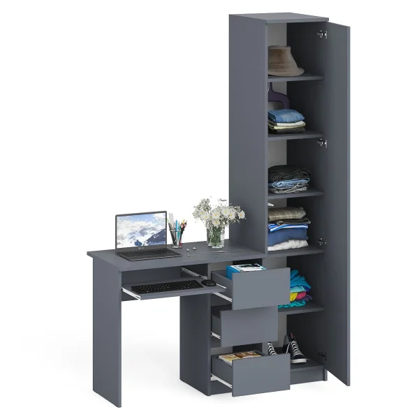 Комплект Мори Стол компьютерный МС-6 правый + Пенал МШ 400.1 графит