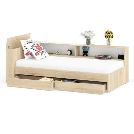 Кровать с ящиками 900 с прикроватным блоком Ксения дуб сонома