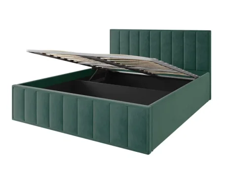 Кровать Лана 160х200 с подъемным механизмом, велюр зеленый софт