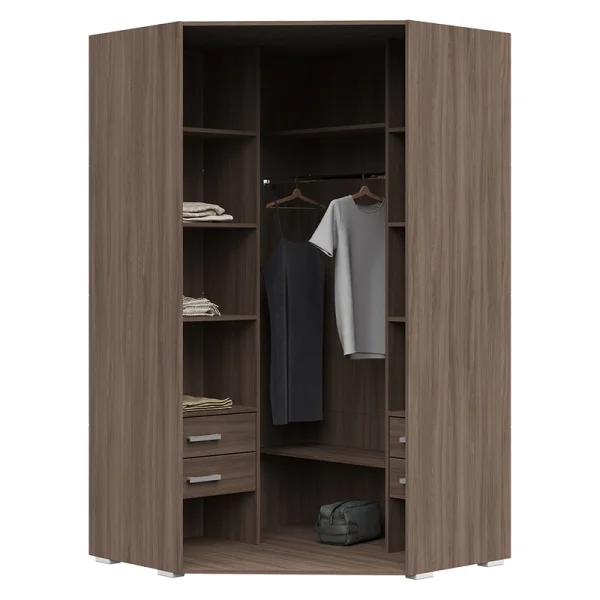 Шкаф угловой 2-х створчатый Симба ясень шимо темный/кофе с молоком Шкаф угловой 2-х створчатый Симба ясень шимо темный/кофе с молоком