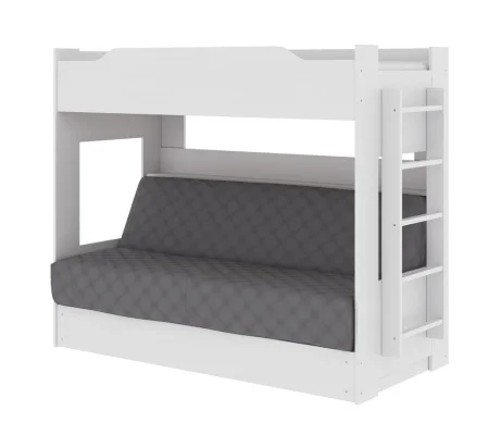 Кровать двухъярусная с диван-кроватью белый