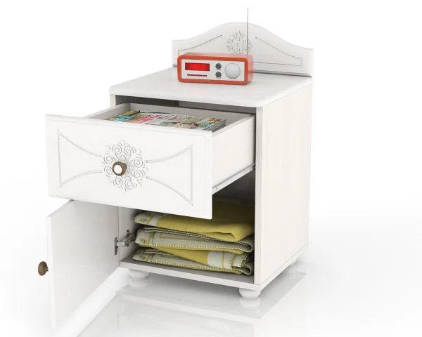 Тумба прикроватная Онега дуб беленый/белый вельвет Тумба прикроватная Онега дуб беленый/белый вельвет