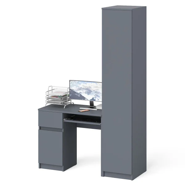 Комплект Мори Стол компьютерный МС-1 левый + Пенал МШ 400.1 графит