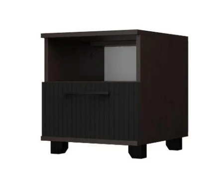Тумба прикроватная Копенгаген с ящиком венге/черный матовый