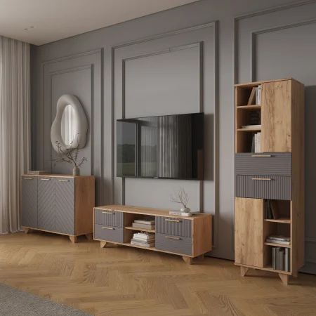 Стеллаж Ньерд дуб вотан/черника