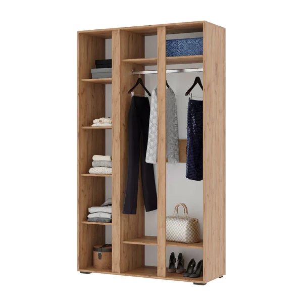 Шкаф 3-х створчатый с зеркалом Хелен ШК-02 серый графит/дуб крафт золото