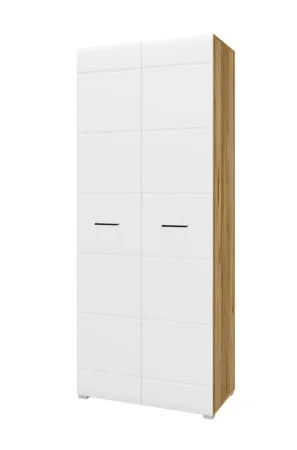 Шкаф Ненси 2-х створчатый дуб крафт золотой/белый глянец