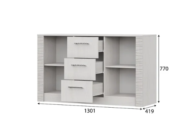 Комод двухстворчатый 3 ящика Гамма-20 ясень анкор светлый/сандал светлый Комод двухстворчатый 3 ящика Гамма-20 ясень анкор светлый/сандал светлый
