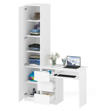 Комплект Мори Стол компьютерный МС-6 левый + Пенал МШ 400.1 белый