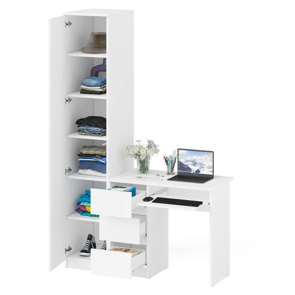 Комплект Мори Стол компьютерный МС-6 левый + Пенал МШ 400.1 белый