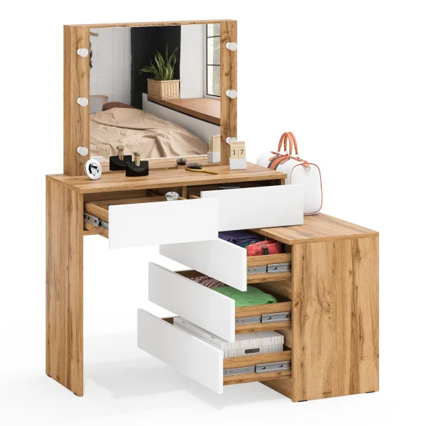Стол косметический с подсветкой 110 дуб вотан/белый Стол косметический с подсветкой 110 дуб вотан/белый