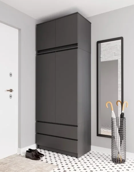 Шкаф распашной с антресолью Мори МШ 900.1+МА 900.1 графит