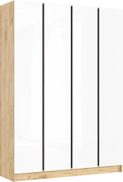 Шкаф 4-х створчатый Келвин 1600 дуб крафт/белый глянец