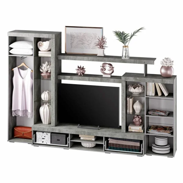 Гостиная Инстайл ЦС-02 бетон/белый