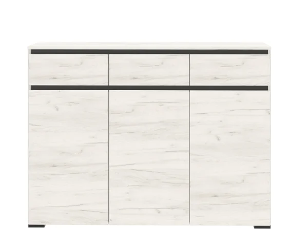 Комод Гретта 3С3Я дуб крафт белый/антрацит Комод Гретта 3С3Я дуб крафт белый/антрацит