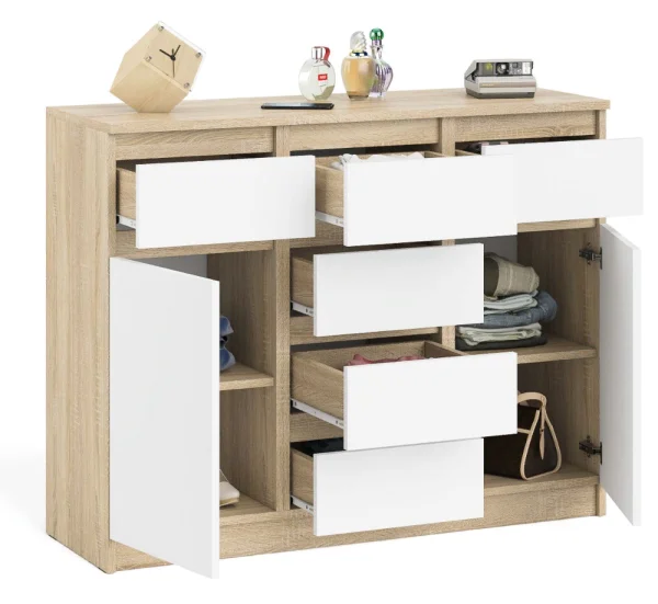 Комод с ящиками и дверками МК 1200.4 дуб сонома/белый Комод с ящиками и дверками МК 1200.4 дуб сонома/белый