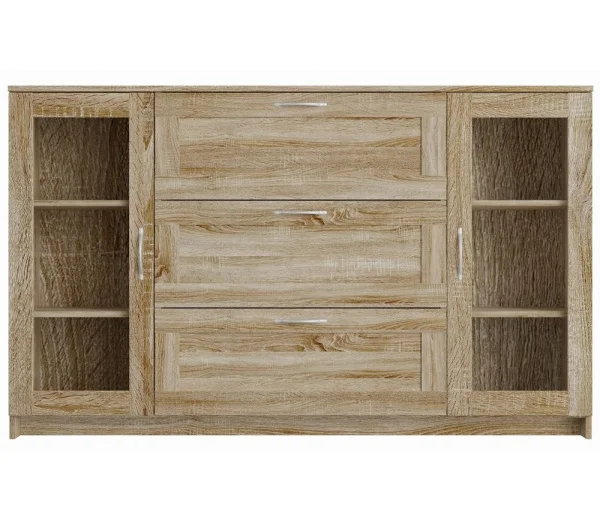 Тумба Сириус 2 двери со стеклом и 3 ящика дуб сонома (156х95) Тумба Сириус 2 двери со стеклом и 3 ящика дуб сонома (156х95)