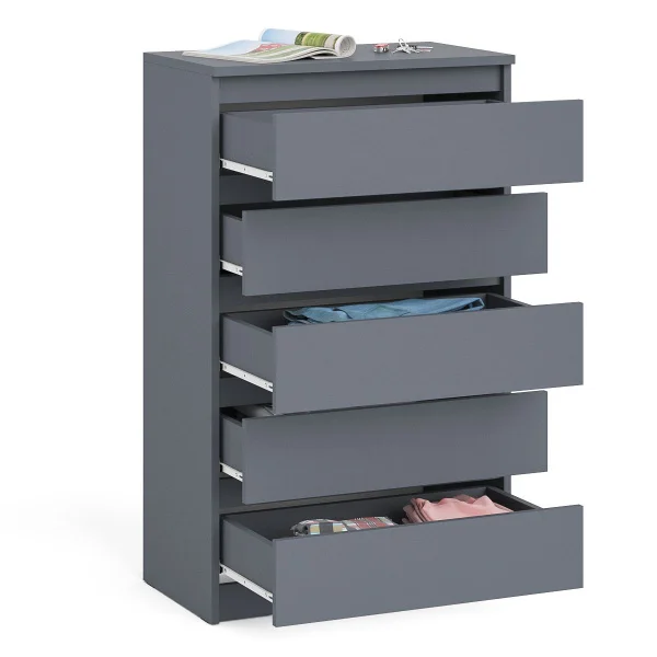 Узкий комод пять ящиков МК 700.5 графит Узкий комод пять ящиков МК 700.5 графит