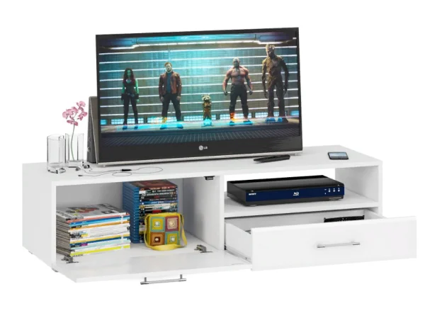 Тумба под ТВ Ларго 1.4 белый глянец