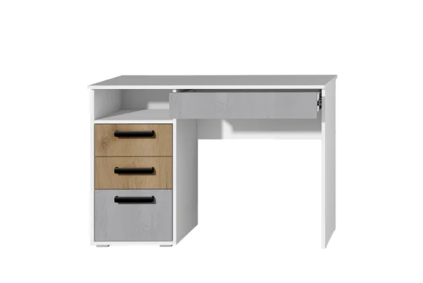 Стол компьютерный Юпитер белый текстурный/дуб крафт золотой/бетонный камень