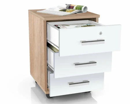 Тумба на колесиках МД 3.02 дуб сонома/белый