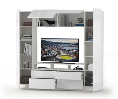 Румба 03.272 Шкаф комбинированный белый/белый глянец