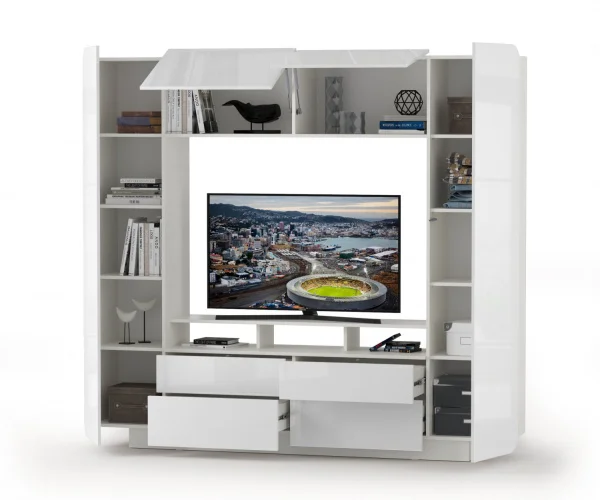 Румба 03.272 Шкаф комбинированный белый/белый глянец