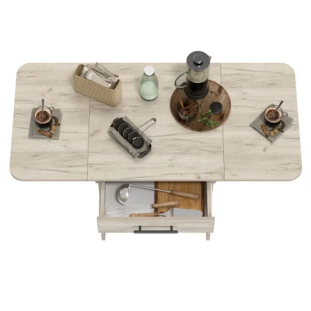 Стол обеденный раскладной с ящиком 6-02.120 дуб крафт серый