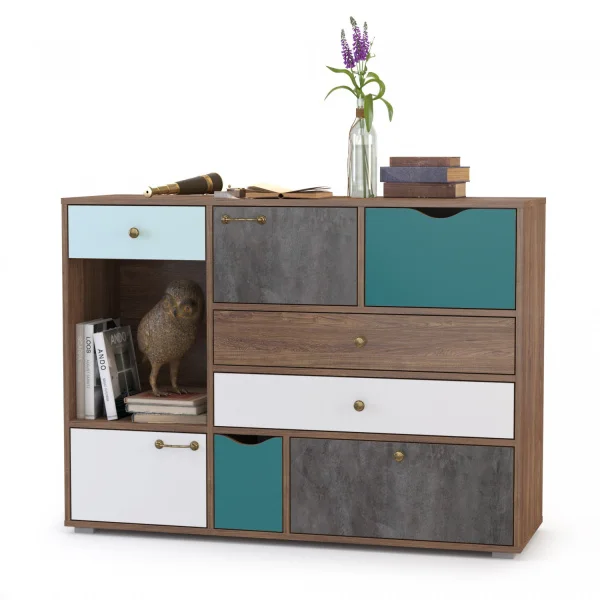 Комод Вайс 10.104 морское дерево винтаж/камень тёмный/бензин/мята/белый премиум Комод Вайс 10.104 морское дерево винтаж/камень тёмный/бензин/мята/белый премиум