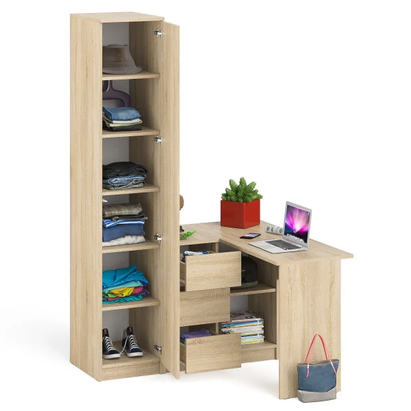 Комплект Стол компьютерный МС-16 левый + Пенал МШ 400.1, дуб сонома