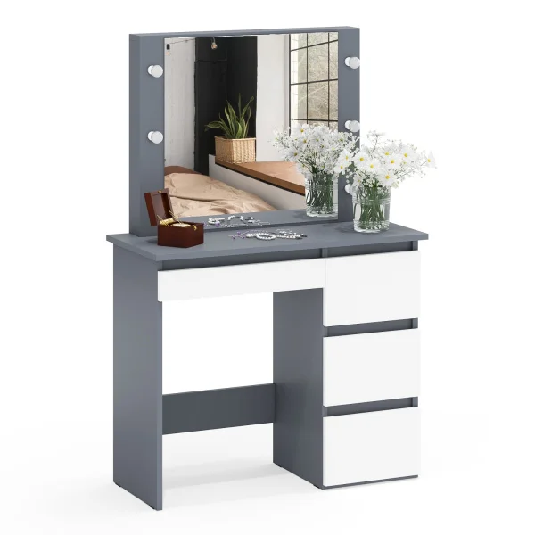 Стол косметический с подсветкой Сура графит/белый Стол косметический с подсветкой Сура графит/белый
