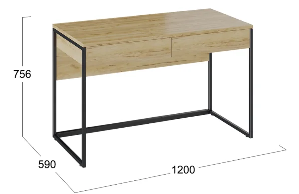 Стол компьютерный Лофт тип 2 дуб крафт золотой