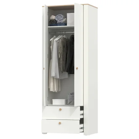 Шкаф для одежды с ящиками Джастин 13.339 белый шагрень/дуб белый