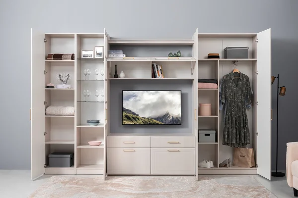 Модульная гостиная Ричфорд со шкафом моно керамика/кашемир