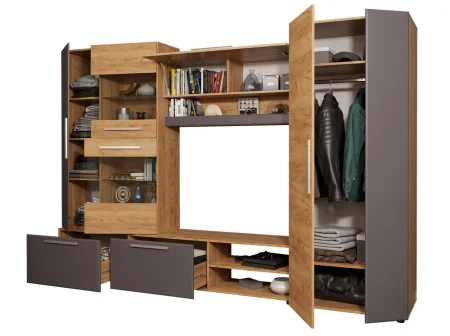 Стенка Сафари дуб крафт золотой/графит