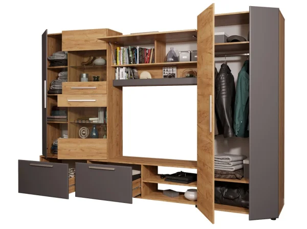 Стенка Сафари дуб крафт золотой/графит