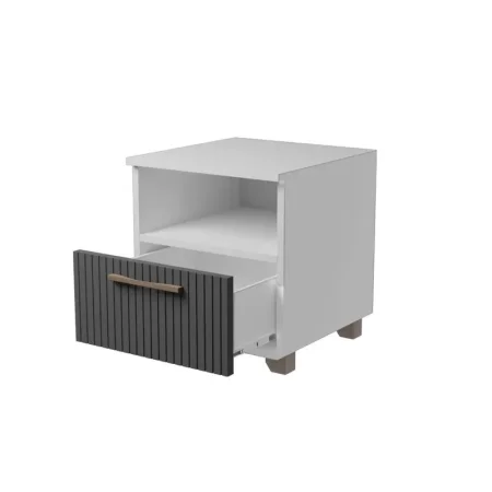 Тумба прикроватная Копенгаген с ящиком белый/серый графит