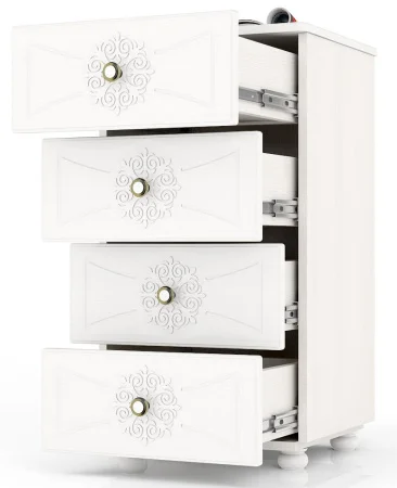 Комод Онега К-18 дуб беленый/белый вельвет