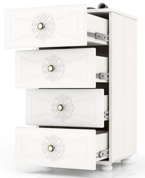 Комод Онега К-18 дуб беленый/белый вельвет Комод Онега К-18 дуб беленый/белый вельвет