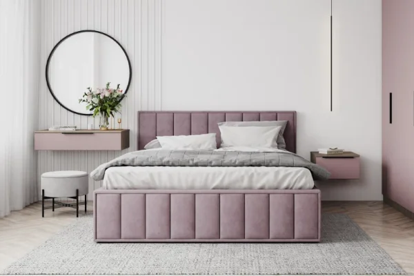 Кровать Лана 180х200 с подъемным механизмом, велюр пудра Кровать Лана 180х200 с подъемным механизмом, велюр пудра