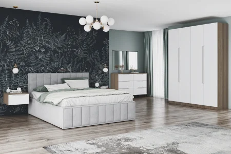 Кровать Лана 160х200 с подъемным механизмом, велюр серый софт