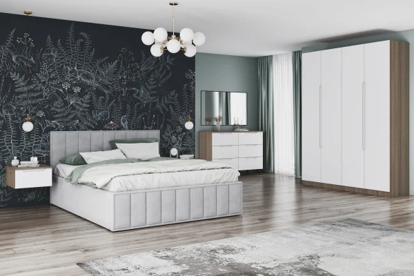 Кровать Лана 160х200 с подъемным механизмом, велюр серый софт Кровать Лана 160х200 с подъемным механизмом, велюр серый софт