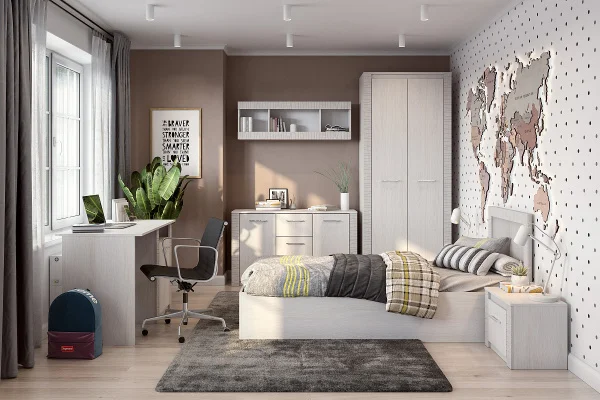 Тумба прикроватная Гамма-20 ясень анкор светлый/сандал светлый Тумба прикроватная Гамма-20 ясень анкор светлый/сандал светлый