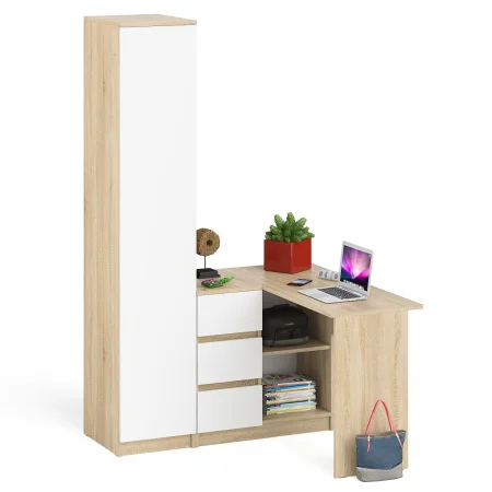 Комплект Стол компьютерный МС-16 левый + Пенал МШ 400.1, дуб сонома/белый
