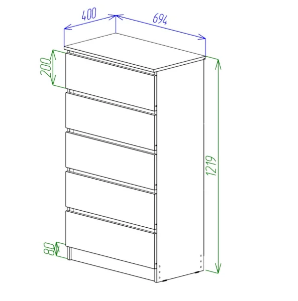 Комод Охта Лайт 700.5 дуб вотан/белый Комод Охта Лайт 700.5 дуб вотан/белый