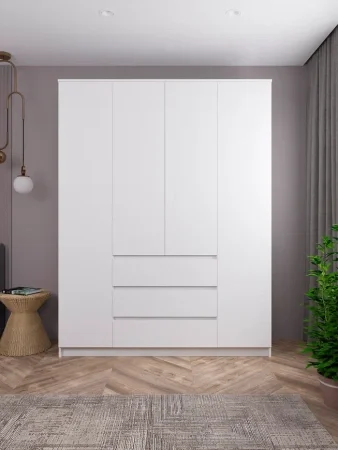 Шкаф для одежды с ящиками Мори МШ 1600 белый