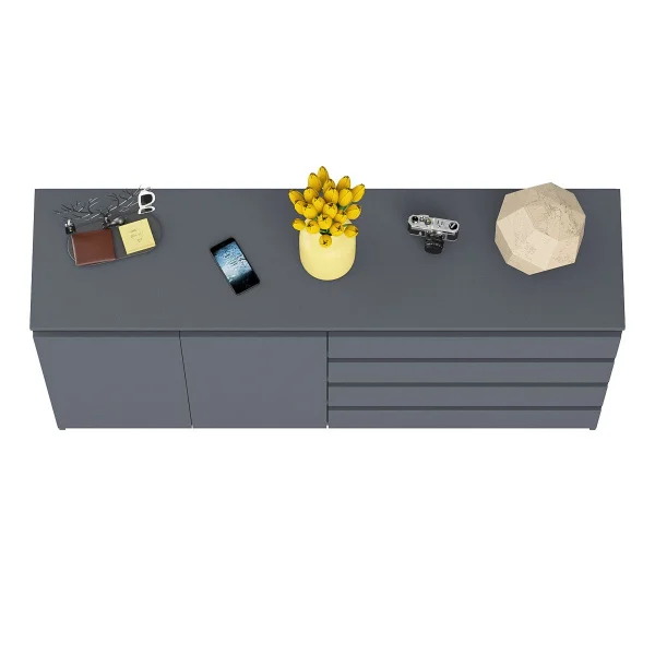 Комод широкий четыре ящика и две дверки МК 1600.1 графит Комод широкий четыре ящика и две дверки МК 1600.1 графит